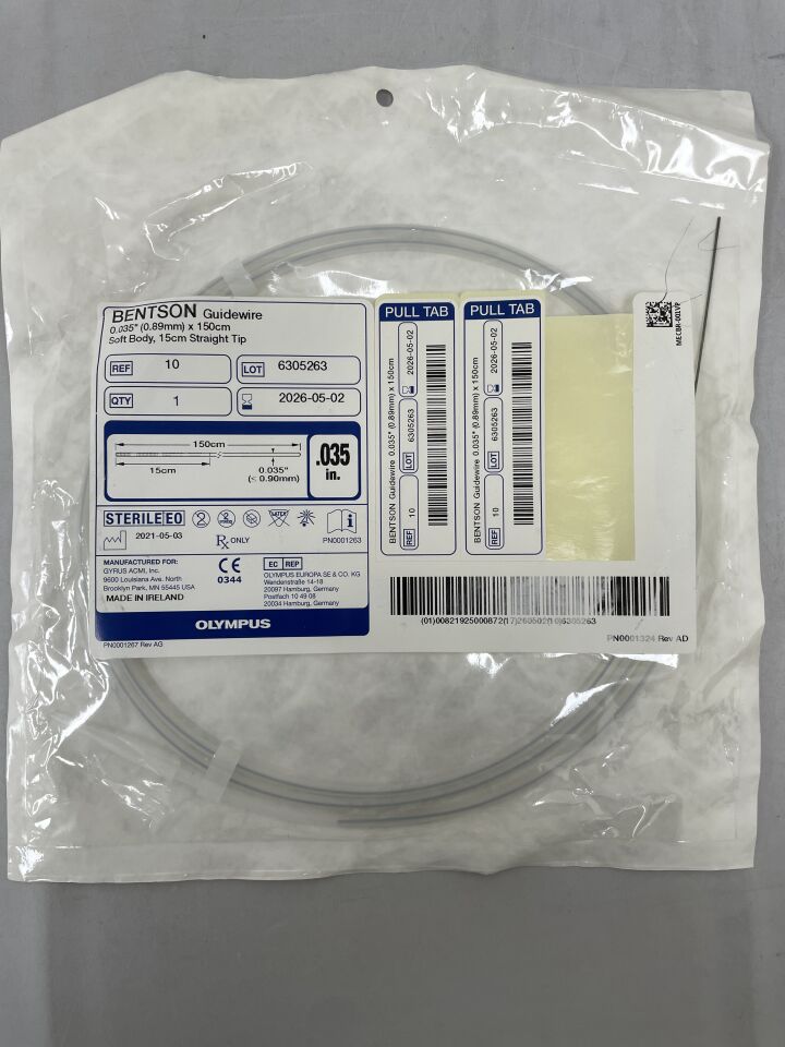 10BX - 奧林巴斯 - Bentson PTFE 導絲 0.035" x 150cm 軟體，15cm 直頭，（EA）-（有效期至：2026-05-02）