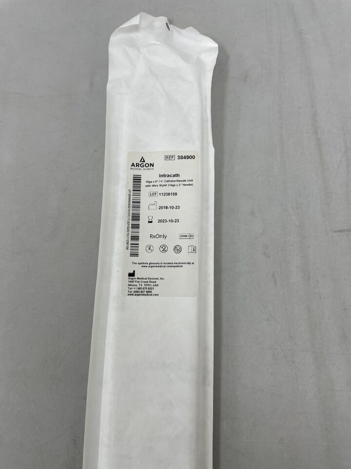384900 - ARGON - Intracath 16ga x 8" I.V. Catheter/Needle Unit with Wire Stylet (14ga x 2" Needle), (EA) - ( Expiry Date: 2023-10-23 )