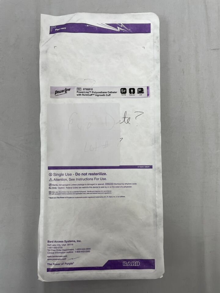 700515 - BARD - PowerLine 5F CV Catheter, Single Lumen, Microintroducer Tray, (EA) - ( Expiry Date: 2022-12-02 )
