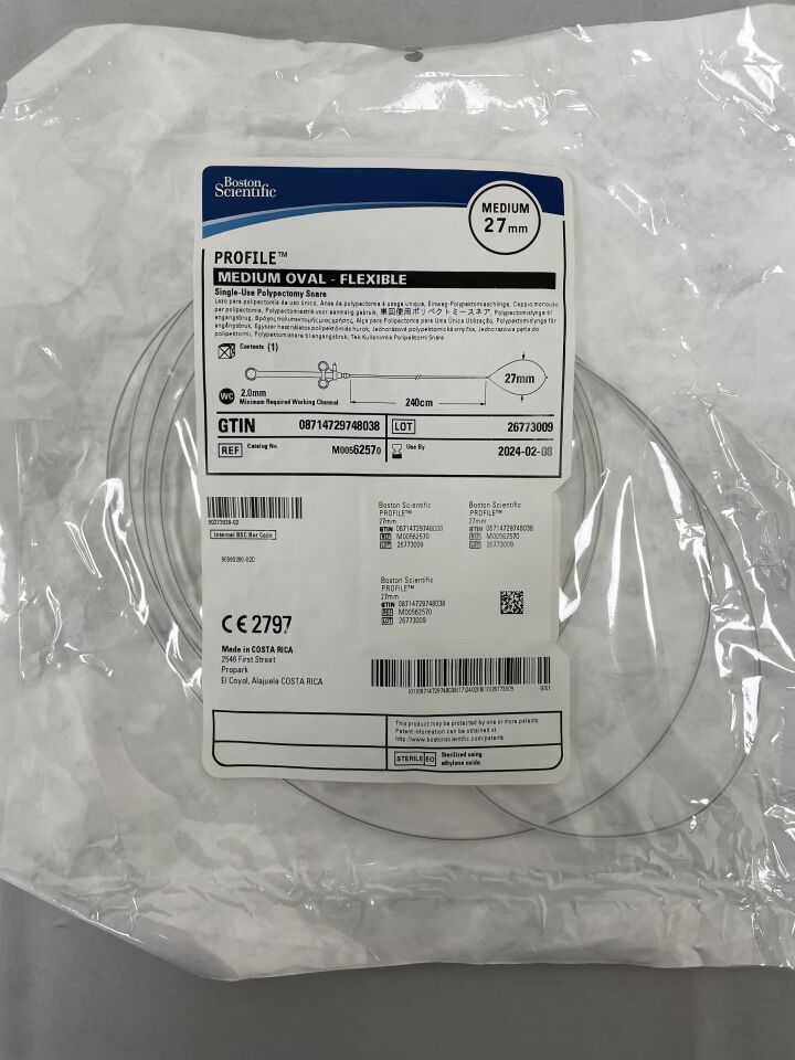 6257 - BOSTON SCIENTIFIC - PROFILE Single-Use Polypectomy Snare - Medium Oval, Flexible - 27mm
, () - ( Expiry Date: 2024-02-08 )