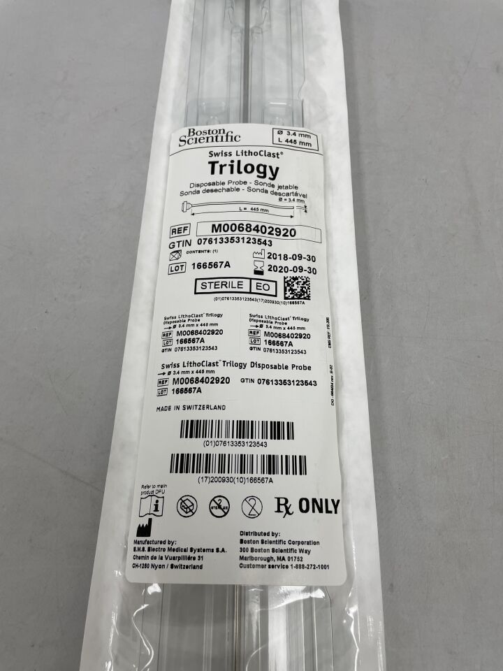840292 - BOSTON SCIENTIFIC - Swiss LithoClast Trilogy Disposable Probe - 3.4 x 445mm, () - ( Expiry Date: 2020-09-30 )