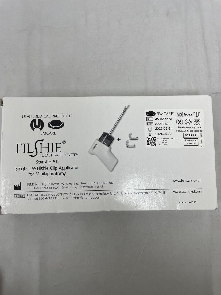 AVM-951M - FEMCARE - STERISHOT II FilShie Tubal Ligation System, Clip Applicator for Minilaparotomy, (BX/1) - ( Expiry Date: 2024-07-31 )