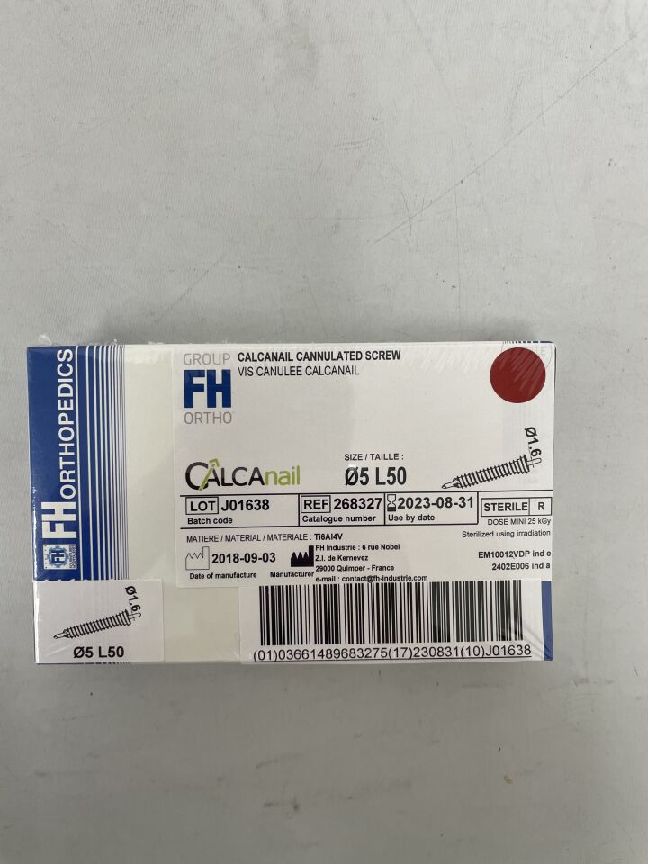 268327 - FH ORTHO - calcanail cannulated screw Ø5 lg50mm, (BX/1) - ( Expiry Date: 2023-08-31 )