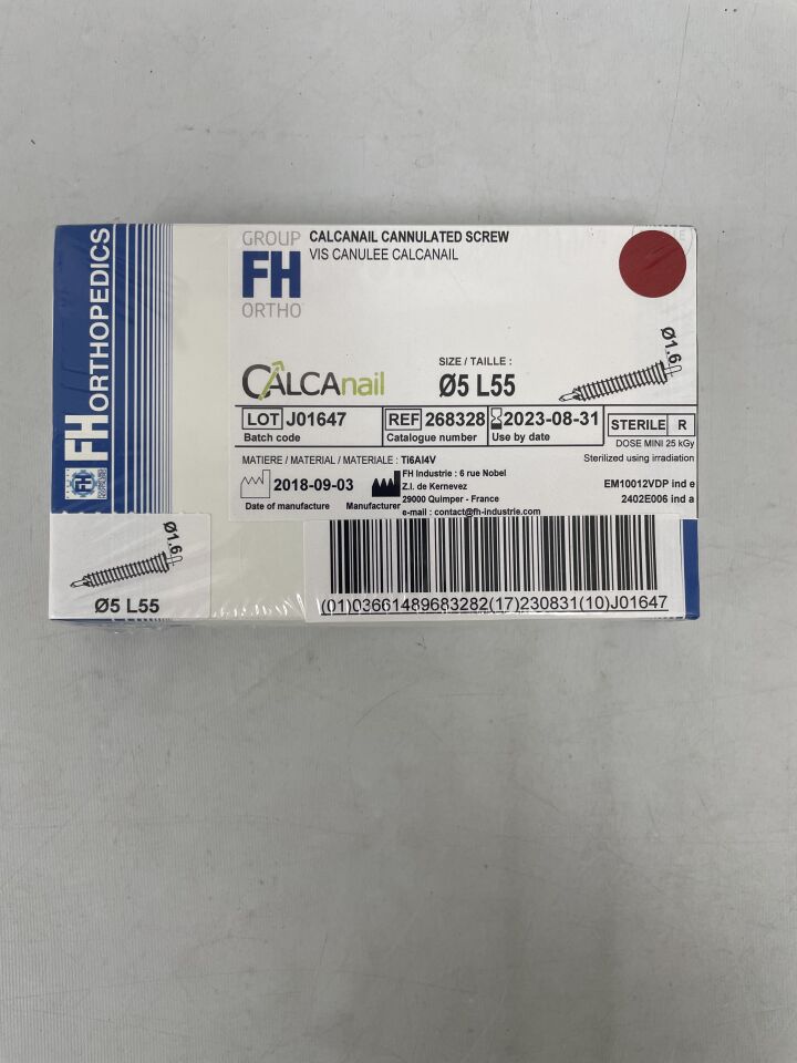 268328 - FH ORTHO - calcanail cannulated screw Ø5 lg55mm, (BX/1) - ( Expiry Date: 2023-08-31 )