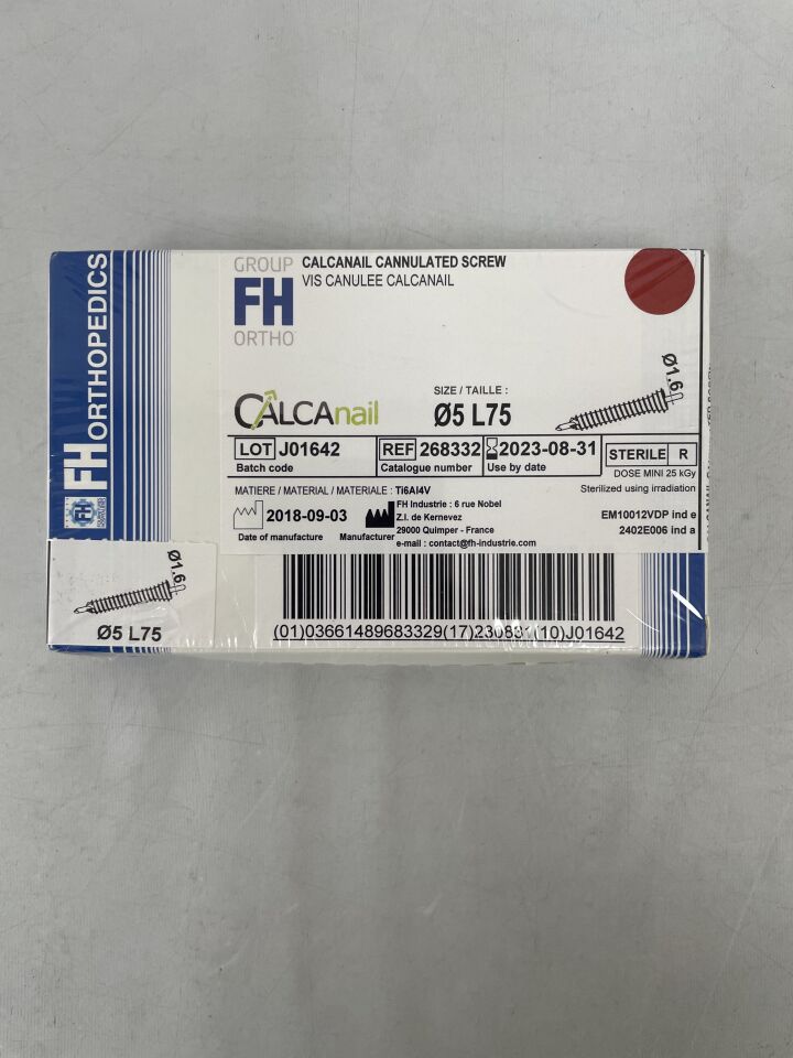 268332 - FH ORTHO - calcanail cannulated screw Ã5 lg75mm, (BX/1)