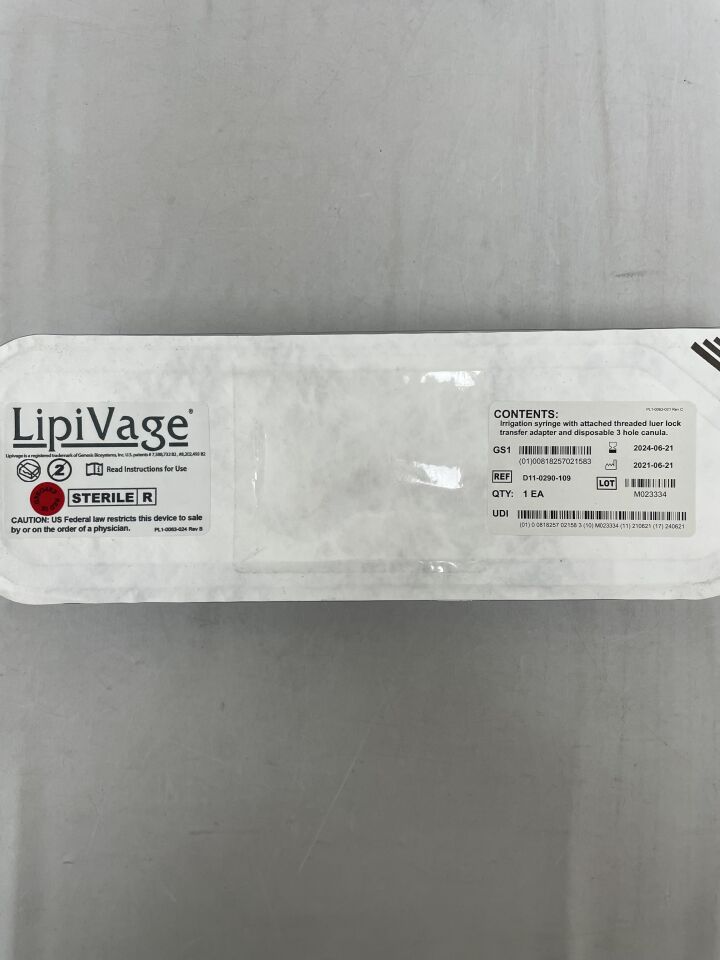 D11-0290-109 - GENESIS - Lipivage Irrigation W/Attached Threaded Adapter , (EA) - ( Expiry Date: 2024-06-21 )