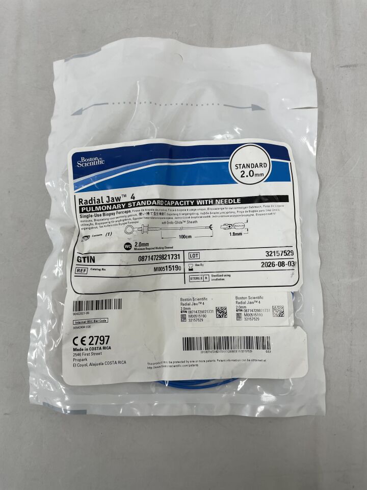 1519  -  BOSTON SCIENTIFIC  -  Radial Jaw 4 Single-Use Biopsy Forceps - Pulmonary Standard Capacity with Needle - 2.0mm x 100cm , ( EA )  -  ( Expiry Date : 2026-08-03 )