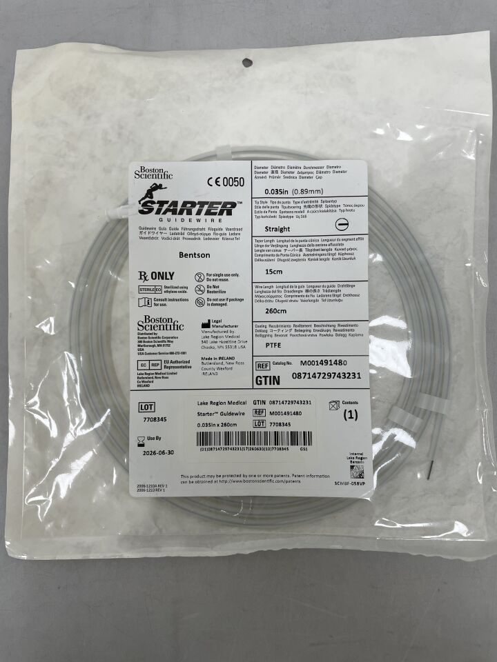 49148 - BOSTON SCIENTIFIC - Guía de inicio Bentson, 0,035 pulg. x 260 cm, punta recta, 15c, longitud cónica, (unidad) - (Fecha de caducidad: 30/06/2026)