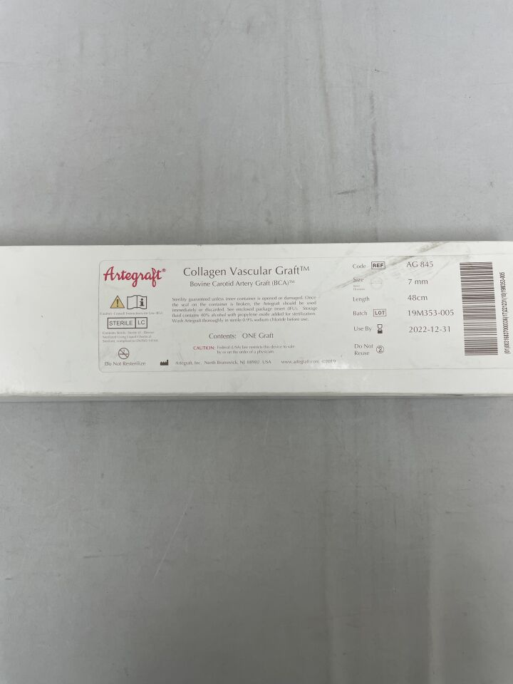 AG845 - LEMAITRE - Artegraft Collagen Vascular Graft, 7 mm X 45 cm, (BX/1) - ( Expiry Date: 2022-12-31 )