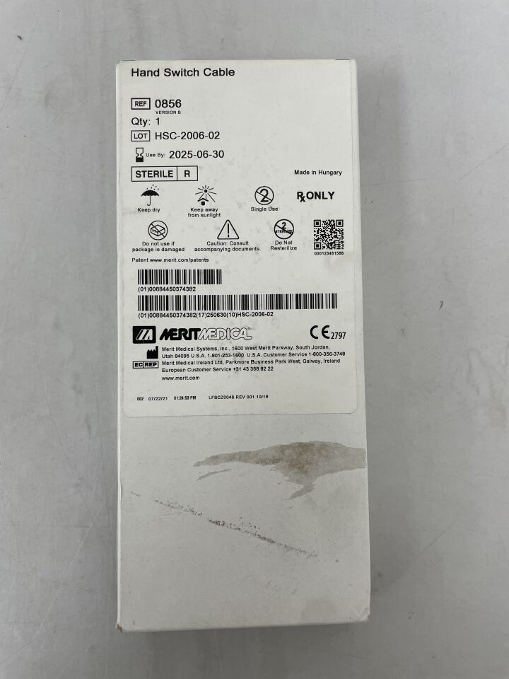 0856/B - MERIT MEDICAL - 手控開關電纜，（BX/1）-（有效期至：2025-06-30）