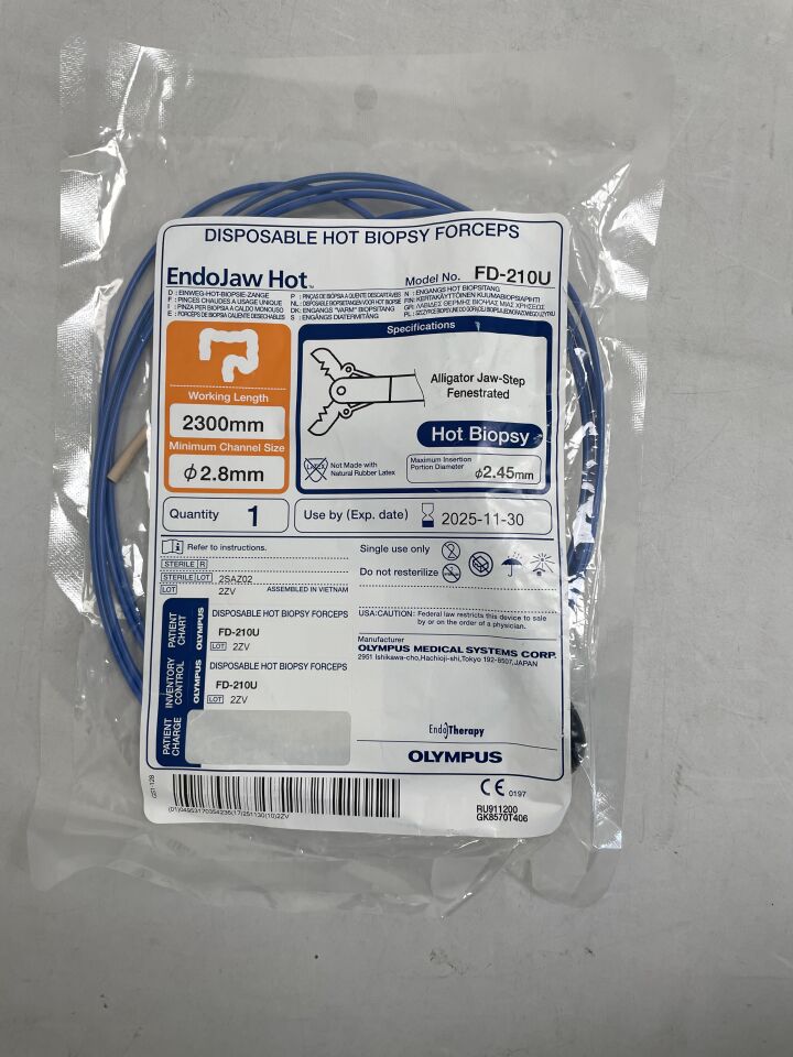 FD-210U  -  OLYMPUS  -  EndoJaw Hot Single-Use Biopsy Forceps, 2.8 x 2300 mm , ( EA )  -  ( Expiry Date : 2025-11-30 )