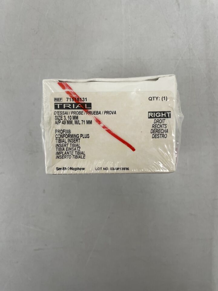 71518131 - 史密斯和內普 - TRIAL PROFIX Conforming Plus 脛骨墊片，3 號，10 毫米，右，（BX/1）-（有效期至：2099-12-31）