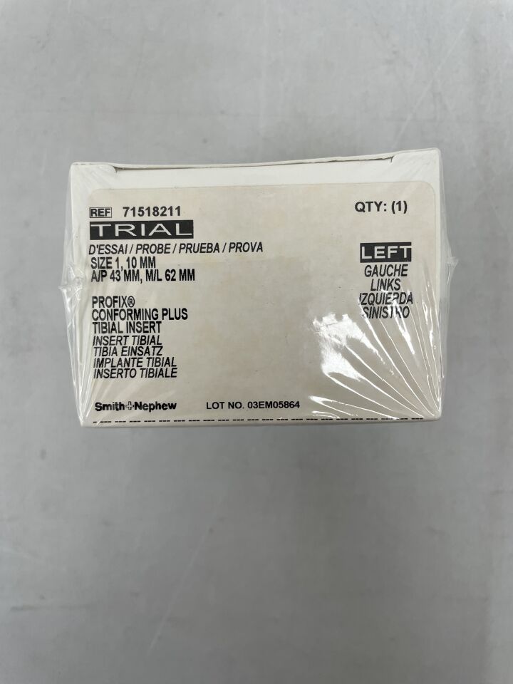 71518211 - 史密斯和內普惠 - 試用裝 PROFIX Conforming Plus 脛骨墊片，1 號，10 毫米，左腳，（盒/1）-（有效期至：2099 年 12 月 31 日）