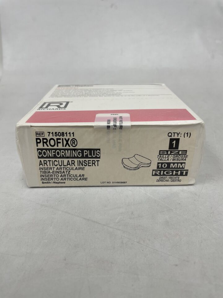 71508111 - SMITH & NEPHEW - PROFIX Conforming Plus, Articular Insert, Size 1, 10mm, Right, (BX/1) - ( Expiry Date: 2011-08-03 )