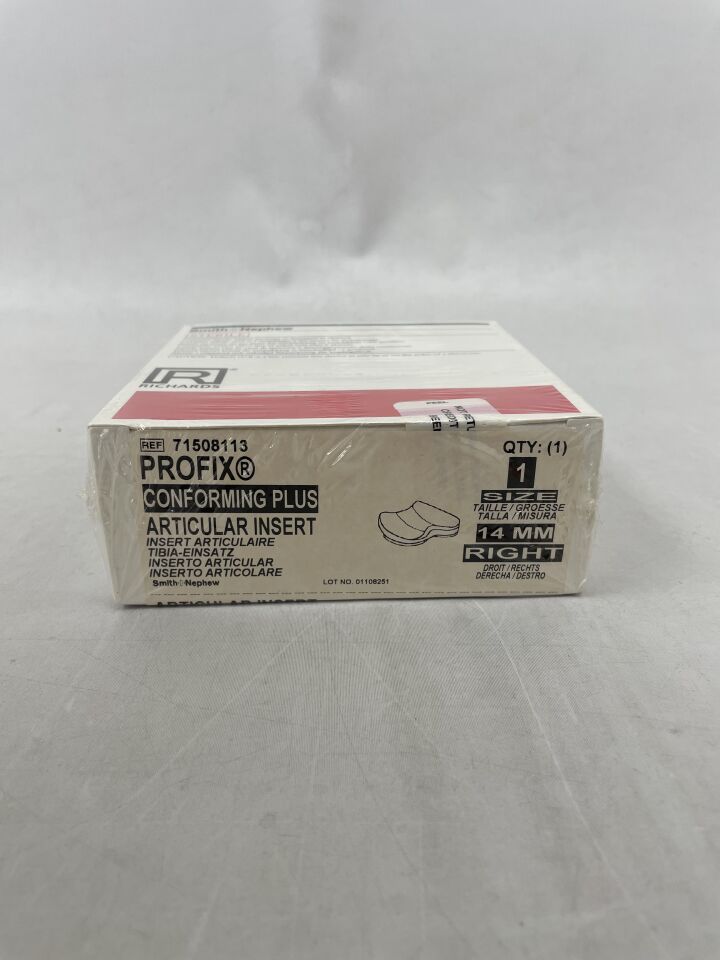 71508113 - SMITH & NEPHEW - PROFIX Conforming Plus, Articular Insert, Size 1, 14mm, Right, (BX/1)