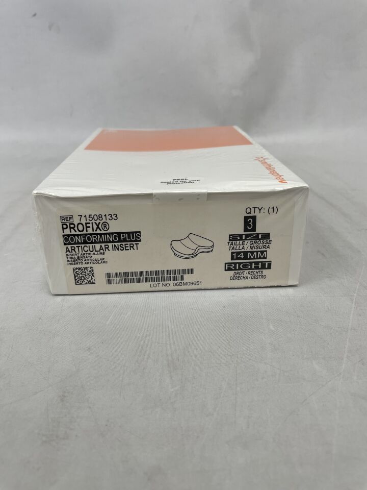 71508133 - SMITH & NEPHEW - PROFIX Conforming Plus, Articular Insert, Size 3, 14mm, Right, (BX/1)