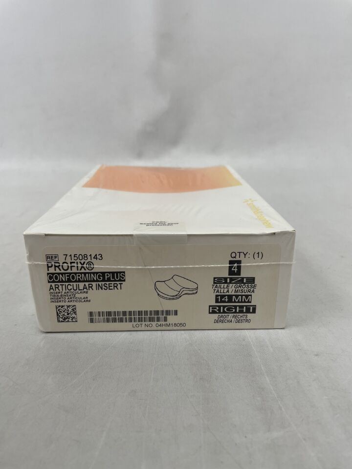 71508143 - SMITH & NEPHEW - PROFIX Conforming Plus, Articular Insert, Size 4, 14mm, Right, (BX/1)