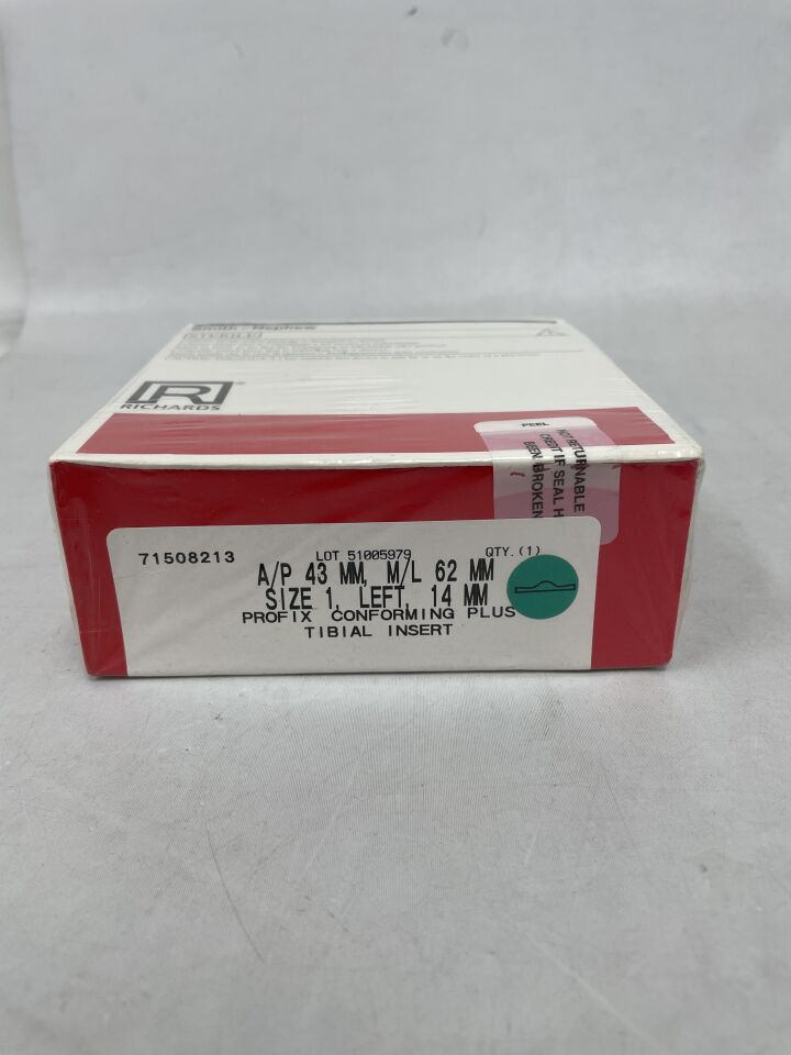71508213 - SMITH & NEPHEW - PROFIX Conforming Plus, Articular Insert, Size 1, 14mm, Left, (BX/1) - ( Expiry Date: 1995-11-03 )