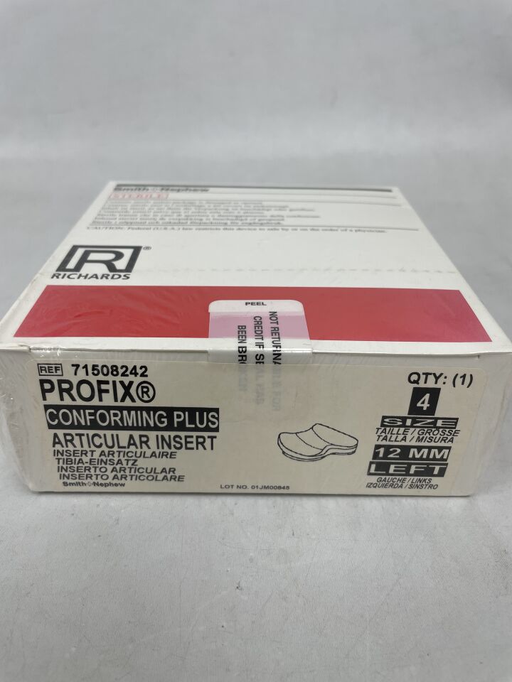 71508242 - SMITH & NEPHEW - PROFIX Conforming Plus, Articular Insert, Size 4, 12mm, Left, (BX/1)