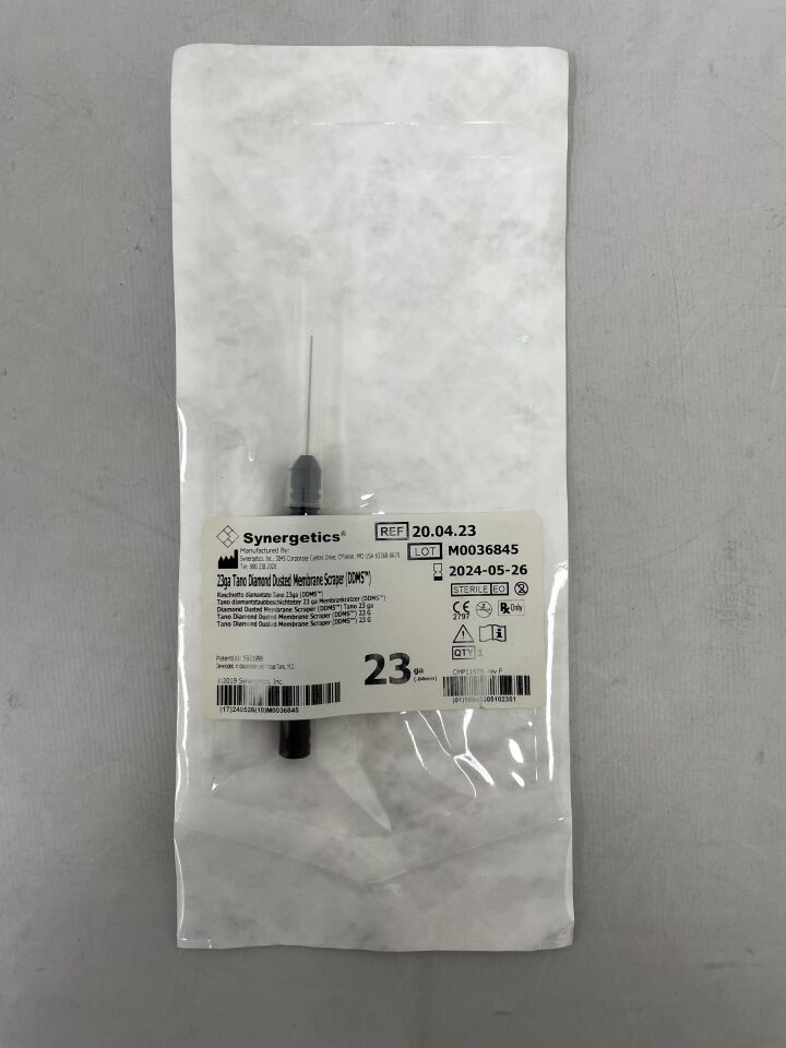 20.04.23 - SYNERGETICS - Synergetics 23G Tano Diamond Dusted Membrane Scraper, (EA) - ( Expiry Date: 2024-05-26 )