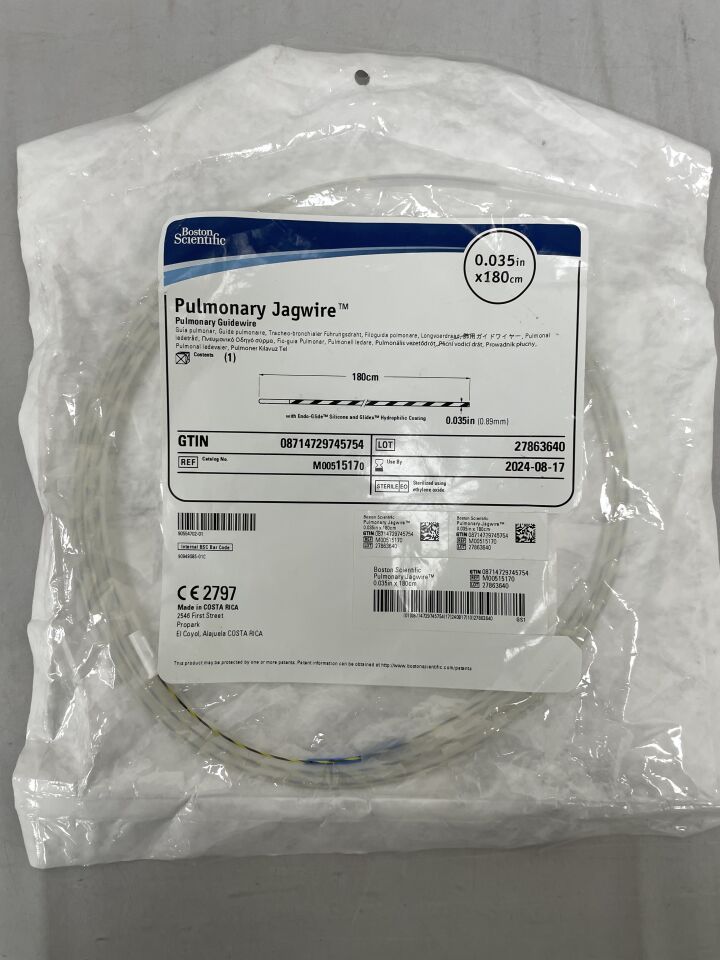 1517 - BOSTON SCIENTIFIC - Pulmonary Jagwire Guidewire - .035" x 180cm, () - ( Expiry Date: 2024-08-17 )