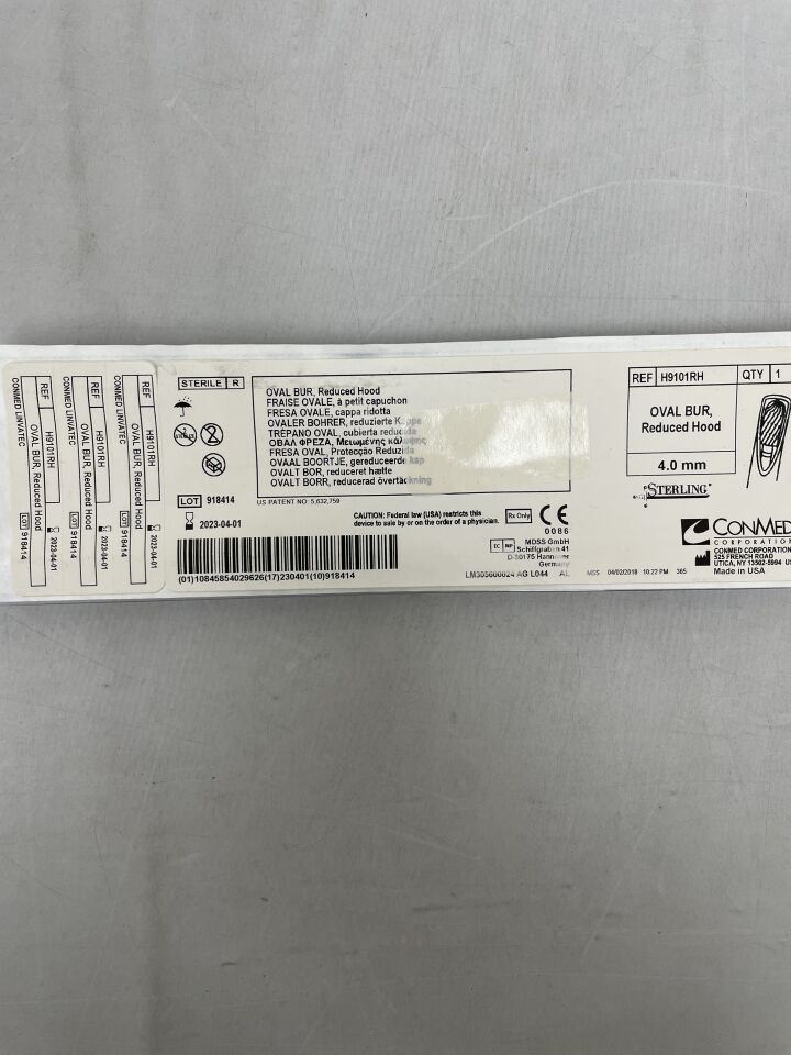 H9101RH - CONMED - 4.0mm Oval Bur, Reduced Hood, () - ( Expiry Date: 2023-04-01 )