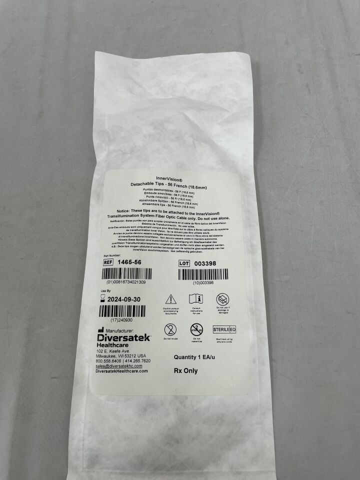 1465-56 - DIVERSATEK - InnerVision Fiber Optic Tip, Sterile, 56 Fr, (EA) - ( Expiry Date: 2024-09-30 )