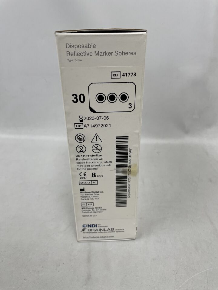 41773 - NORTHERN DIGITAL - Disposable Reflective Marker Spheres (3 per Pack), (BX/30) - ( Expiry Date: 2023-07-06 )