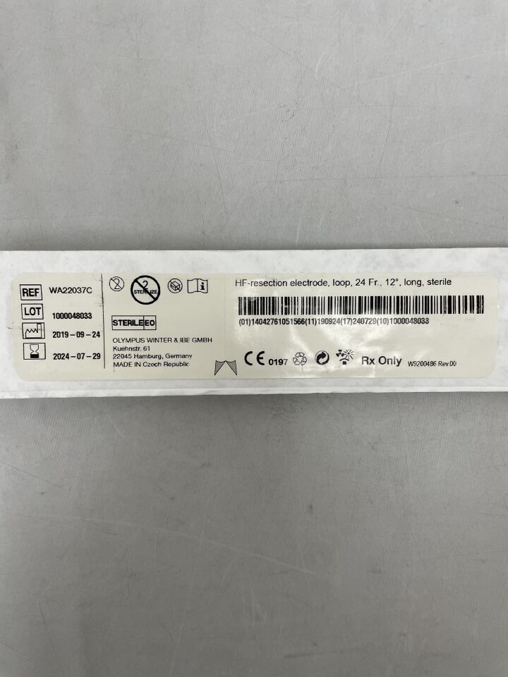 WA22037C - OLYMPUS - HF-Resection Electrode For OES Pro Resectoscope, 24 Fr Size, 12 Degree Long Loop
, () - ( Expiry Date: 2025-01-06 )
