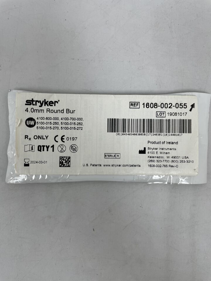 1608-002-055 - STRYKER - Round Bur 4.0mm, (EA) - ( Expiry Date: 2024-03-01 )