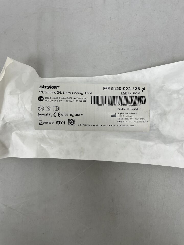 5120-022-135 - STRYKER - Coring Tool 13.5mm x 24.1mm, (EA) - ( Expiry Date: 2024-07-01 )