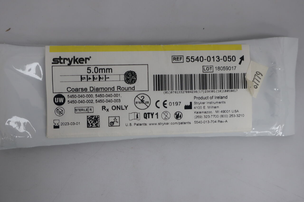 5540-013-050 - STRYKER - Coarse Diamond Burr, 5 mm Head Diameter, (EA) - ( Expiry Date: 2024-11-01 )