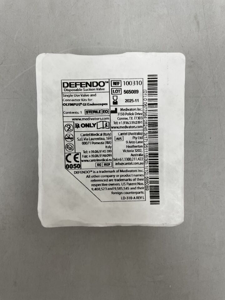 100310 - MEDIVATORS - Defendo 空氣/水、吸力、活檢閥和輔助水刀連接器套件（適用於 Olympus），（EA）-（有效期至：2025-11-15）