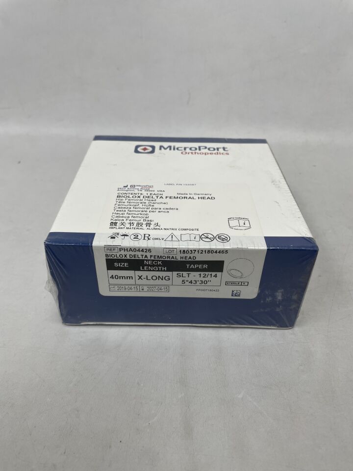 PHA04426 - MICROPORTE - Cabeza femoral Biolox Delta de 40 mm extra larga (caja/1) - (Fecha de caducidad: 15/04/2027)