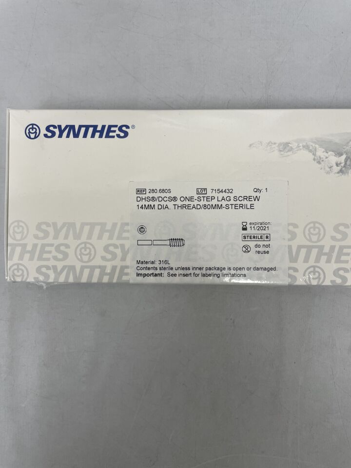 280.680S - SYNTHES - Stainless Steel DHS/DCS One-Step Lag Screw, 14 x 80mm, (BX/1) - ( Expiry Date: 2021-11-30 )