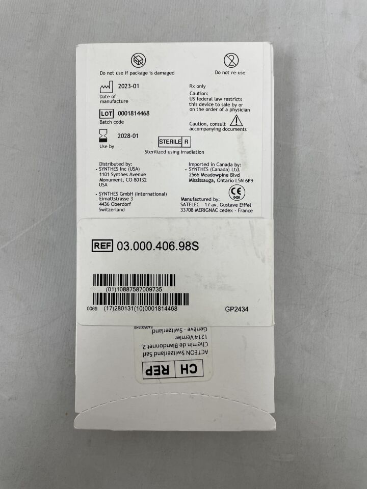 03.000.406.98S - SYNTHES - Scalpel Flat, 21.6 x 11.1 x 3 x 0.5mm, (EA) - ( Expiry Date: 2028-01-31 )