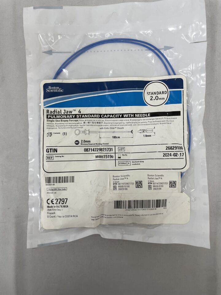 1519 - BOSTON SCIENTIFIC - Radial Jaw 4 Single-Use Biopsy Forceps - Pulmonary Standard Capacity with Needle - 2.0mm x 100cm, () - ( Expiry Date: 2024-02-17 )