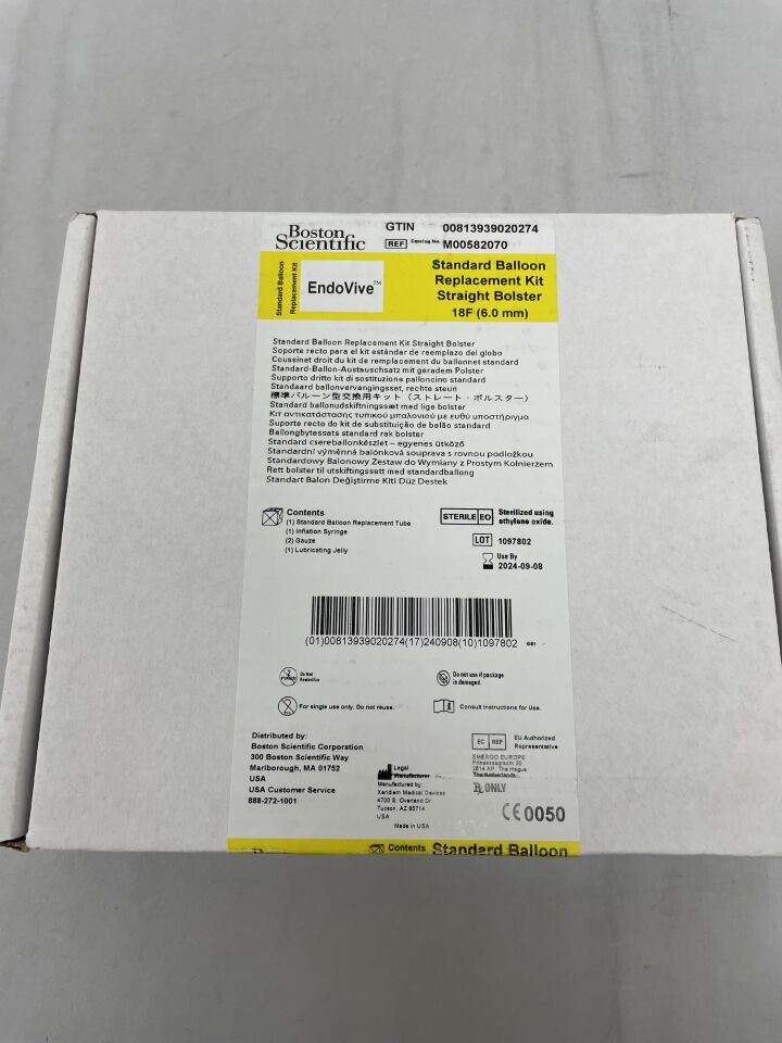 8207 - BOSTON SCIENTIFIC - EndoVive Standard Balloon Replacement Kit - Straight Bolster - 18Fr, (BX/1) - ( Expiry Date: 2024-09-08 )