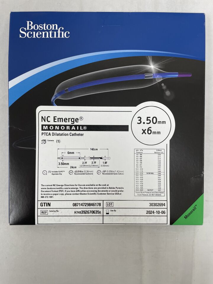 392670635 - BOSTON SCIENTIFIC - NC Emerge Monorail PTCA Dilatation Catheter - 3.50mm x 6mm, (BX/1) - ( Expiry Date: 2024-10-06 )