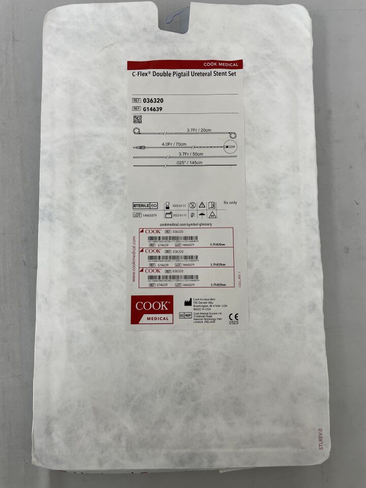 G14639 - COOK - C-Flex Double Pigtail Ureteral Stent Set 3.7F x 20cm, (EA) - ( Expiry Date: 2025-01-31 )