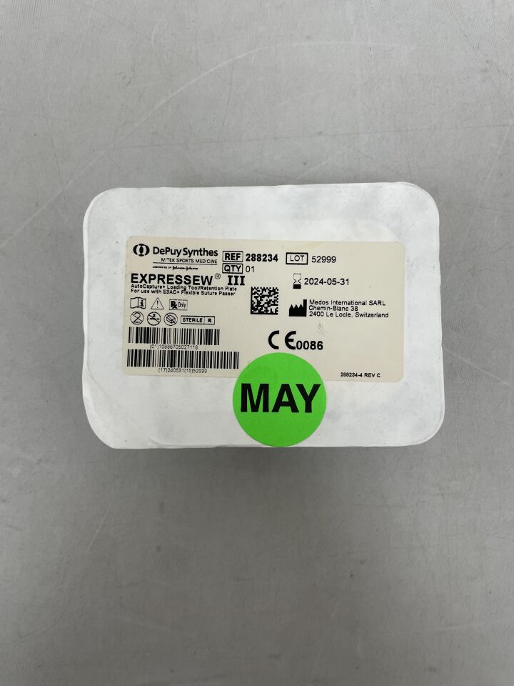 288234 - DEPUY - expressew iii autocapture, loading tool/retention plate for use with e3ac+ flexible suture passer, (EA) - ( Expiry Date: 2024-05-31 )