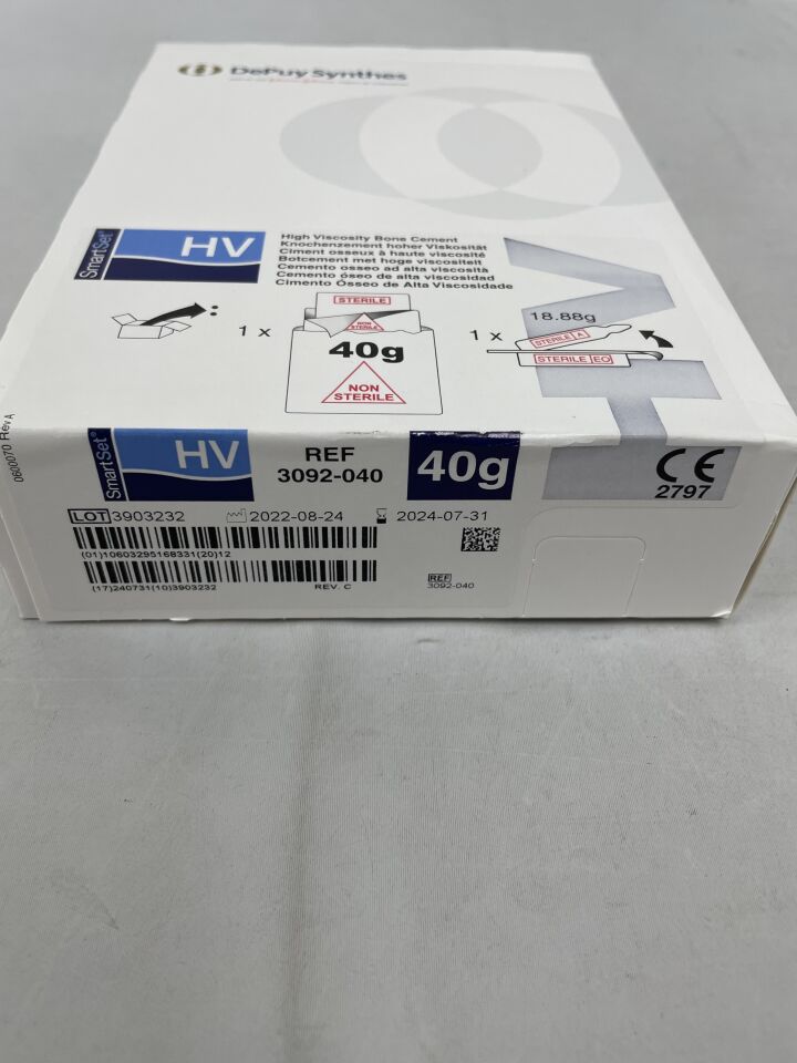 3092-040 - DEPUY - Smartset HV High Viscosity Bone Cement, 40 g, (BX/1) - ( Expiry Date: 2024-07-31 )