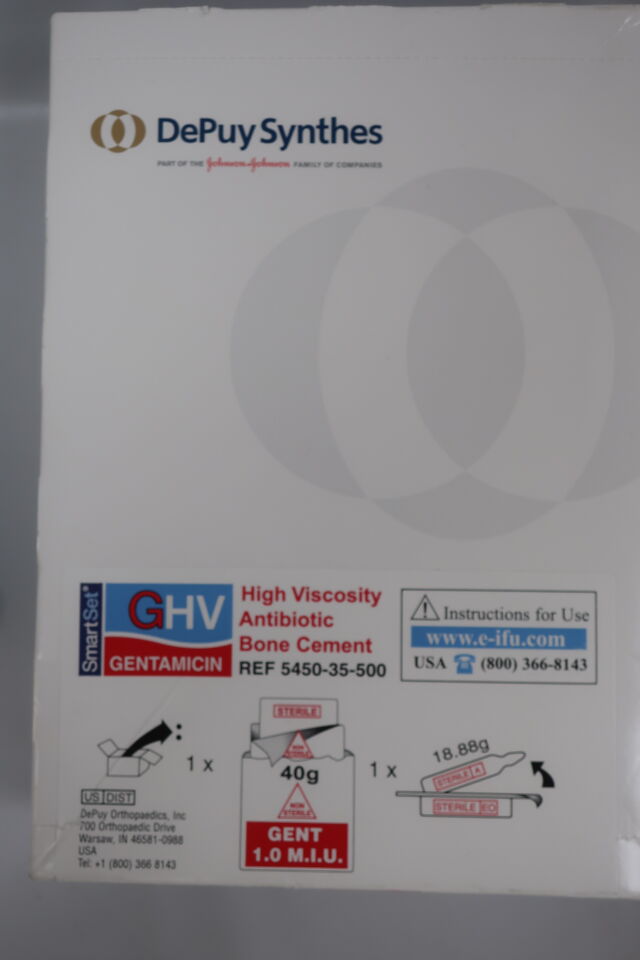 5450-35-500 - DEPUY - Smartset GHV High Viscosity Antibiotic Bone Cement, 40 g, (BX/1) - ( Expiry Date: 2024-06-30 )