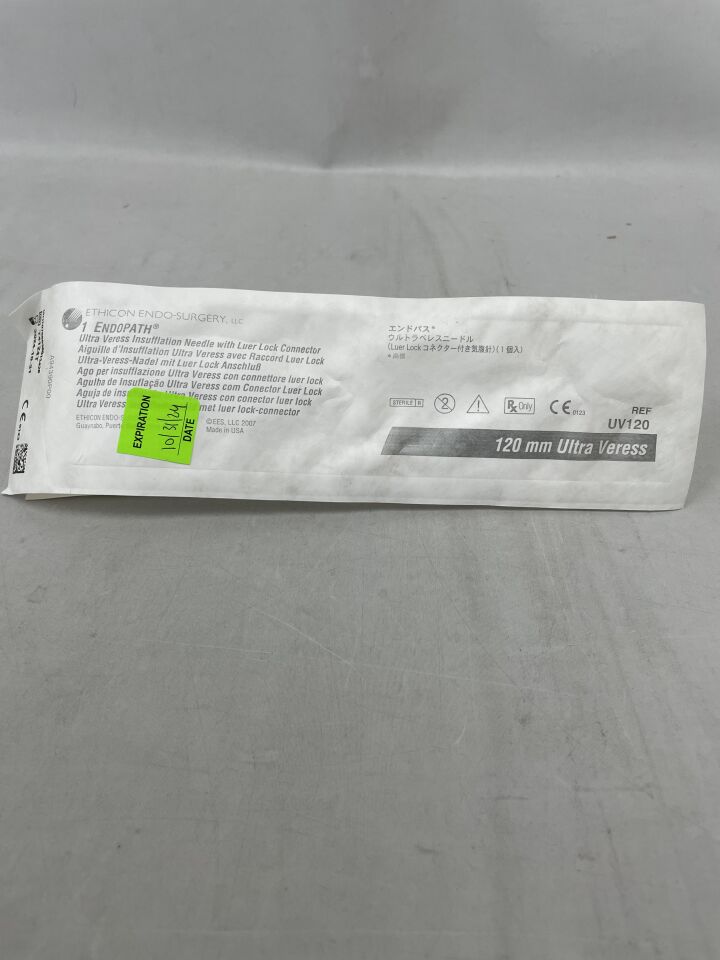 UV120 - ETHICON - Endopath UltraVeress Insufflation Needle with Luer Lock Connector, 120 mm L Shaft, (EA) - ( Expiry Date: 2024-10-31 )