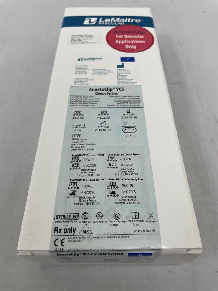 4000-06 - LEMAITRE VASCULAR - AnastoClip AC Closure System, Vascular, Medium, (BX/1) - ( Expiry Date: 2024-06-28 )
