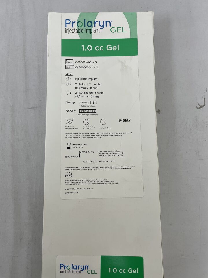 8206M0K5 - MERZ - Prolaryn Injectable Implant Plus 1.0cc, (BX/1) - ( Expiry Date: 2024-10-05 )
