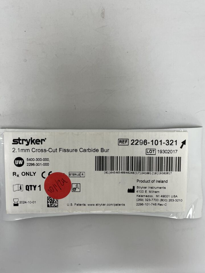 2296-101-321 - STRYKER - Cross-Cut Fissure Carbide Bur, (EA) - ( Expiry Date: 2024-10-01 )