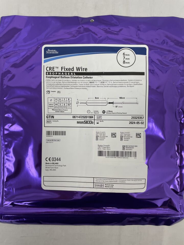 5833 - BOSTON SCIENTIFIC - CRE Fixed Wire Balloon Dilatation Catheter - Esophageal - 6mm x 7mm x 8mm, () - ( Expiry Date: 2024-05-02 )