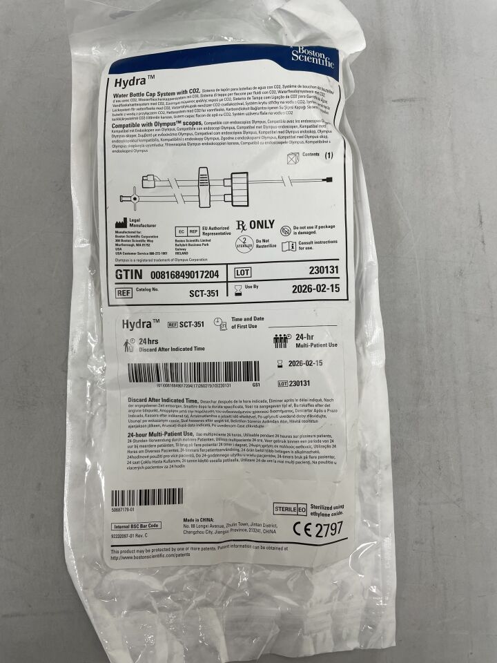 SCT-351 - 波士頓科學 - 帶二氧化碳的 Hydra 水瓶蓋系統，（EA）-（有效期至：2026-02-15）