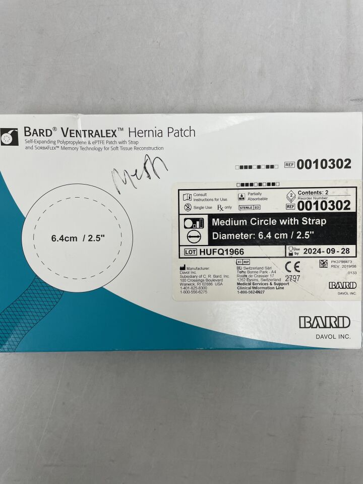 10302 - BARD - Ventralex Hernia Patch, Medium Circle w/Strap 6.4cm, (BX/2) - ( Expiry Date: 2024-09-28 )